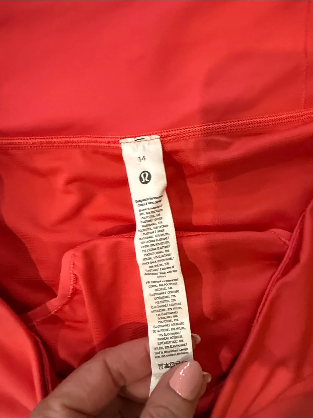Lululemon Speed Up coral shorts, size 14